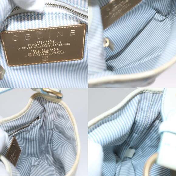 CELINE C Macadam Canvas Shoulder Bag Light Blue - Picture 12 of 13